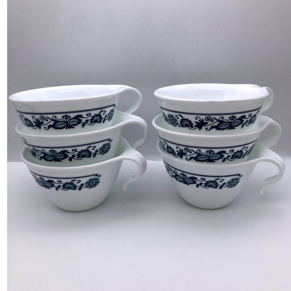 Corelle Corning Hook Handle Cup Mug Old Town Blue Onion Pattern Vintage Lot of 6
